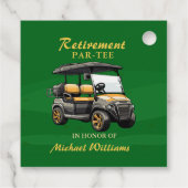Pensioen Elegant Golf Thema Winkelwagen Groen Goud Bedankjes Labels (Achterkant)