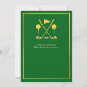Pensioen Elegant Golf Thema Winkelwagen Groen Goud Kaart (Achterkant)
