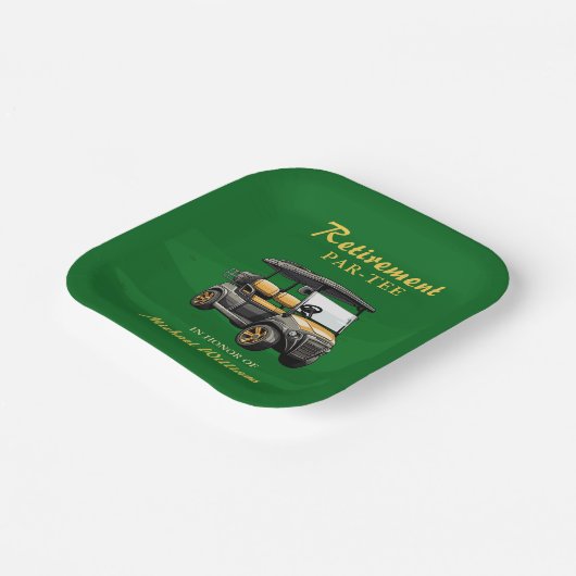Pensioen Elegant Golf Thema Winkelwagen Groen Goud Papieren Bordje (Gebogen)