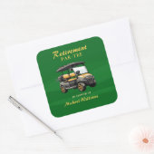 Pensioen Elegant Golf Thema Winkelwagen Groen Goud Vierkante Sticker (Envelop)
