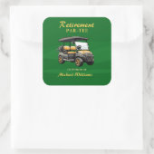 Pensioen Elegant Golf Thema Winkelwagen Groen Goud Vierkante Sticker (Tas)