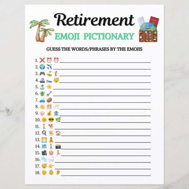 Pensioen Emoji Pictionary Spel (Voorkant)