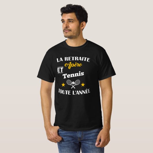 Pensioen en tennis het hele jaar door t-shirt (Voorkant volledig)