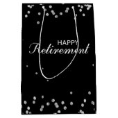 Pensioen Felicitaties Zwart met Zilveren Glitters Medium Cadeauzakje (Voorkant)