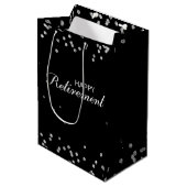 Pensioen Felicitaties Zwart met Zilveren Glitters Medium Cadeauzakje (Voorkant Gekanteld)