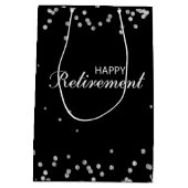 Pensioen Felicitaties Zwart met Zilveren Glitters Medium Cadeauzakje (Achterkant)