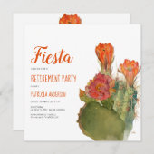 Pensioen Fiesta Cactus Floral Waterverf Script Kaart (Voorkant / Achterkant)