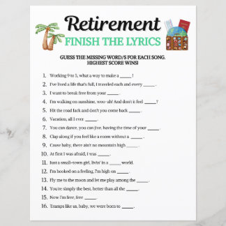 Pensioen Finish The Lyrics Spel