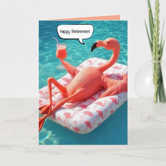 Pensioen flamingo zweven in een zwembad kaart (Voorkant)