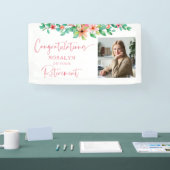 Pensioen Floral Tropical Photo Script Gefeliciteer Spandoek (Beurs)