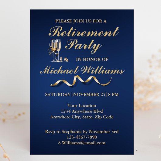 Pensioen Formele Classic Champagne Glas Blauw Kaart