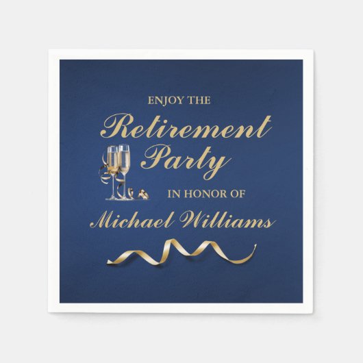 Pensioen Formele Classic Champagne Glas Blauw Servet (Voorkant)