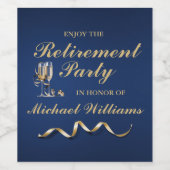 Pensioen Formele Classic Champagne Glas Blauw Wijn Etiket (Enkel label)