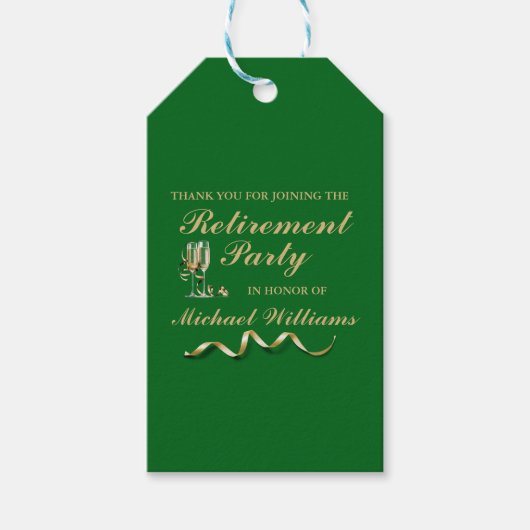 Pensioen Formele Classic Champagne Glas Groen Cadeaulabel (Voorkant)