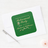 Pensioen Formele Classic Champagne Glas Groen Vierkante Sticker (Envelop)