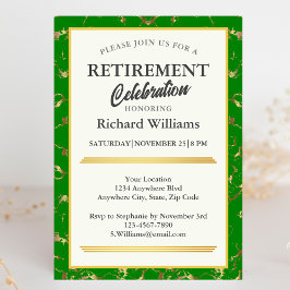 Pensioen Formele Groen Goud Marmer Viering Kaart