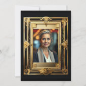 Pensioen foto zwart goud afscheid retro feest kaart (Voorkant)