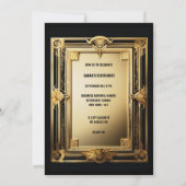 Pensioen foto zwart goud afscheid retro feest kaart (Achterkant)