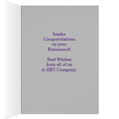 Pensioen Gefeliciteerd, blauw, Paarse monogram (Binnen (Rechts))