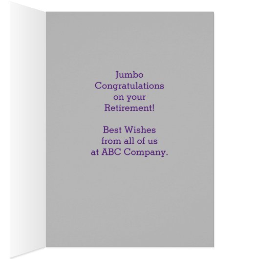 Pensioen Gefeliciteerd, blauw, Paarse monogram (Binnen (Rechts))