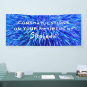 pensioen gefeliciteerd blauwe bloemen close-up spandoek (Beurs)