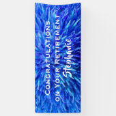 pensioen gefeliciteerd blauwe bloemen close-up spandoek (Verticaal)