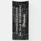 Pensioen Gefeliciteerd Naam Zwart Wit Bloemen Spandoek (Verticaal)