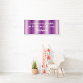 Pensioen Gefeliciteerd Paarse Stripe Jumbo Spandoek (Insitu)