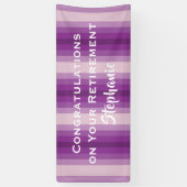 Pensioen Gefeliciteerd Paarse Stripe Jumbo Spandoek (Verticaal)
