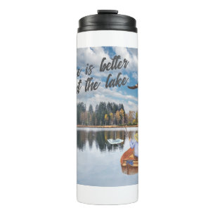 Pensioen Geschenk Vissen bij het Meer Aquarel Thermosbeker