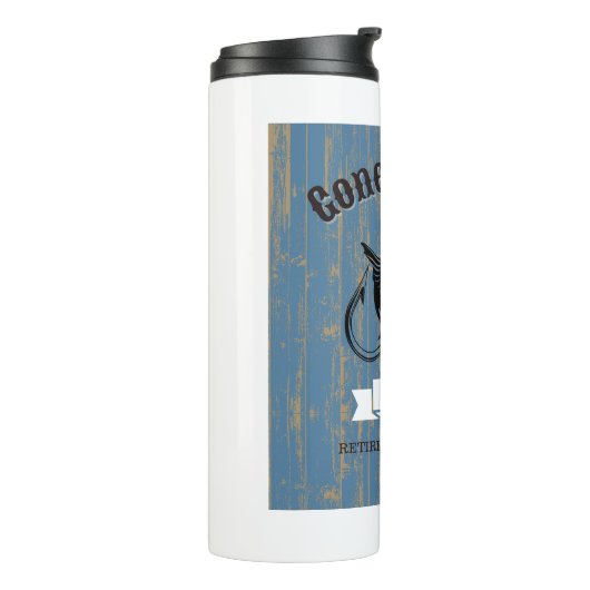 Pensioen Gift Gone Gevist Gepensioneerd Rustiek Ho Thermosbeker (Gedraaid links)