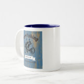 Pensioen Gift Gone Gevist Gepensioneerd Rustiek Ho Tweekleurige Koffiemok (Voorkant links)