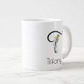 Pensioen gift werkgever monogram waterverf grote koffiekop (Voorkant rechts)