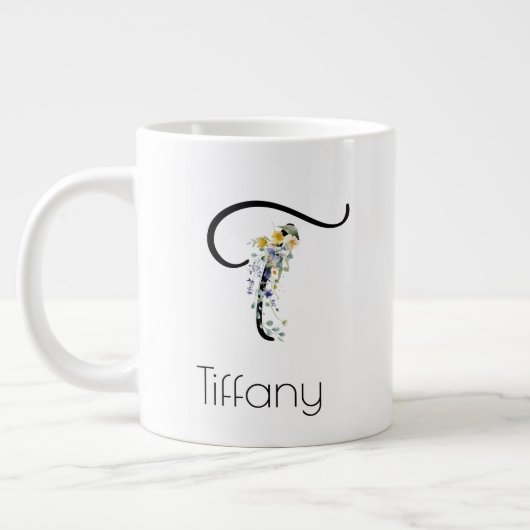 Pensioen gift werkgever monogram waterverf grote koffiekop (Links)