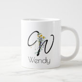 Pensioen gift werkgever monogram waterverf grote koffiekop (Rechts)