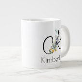 Pensioen gift werkgever monogram waterverf grote koffiekop (Voorkant rechts)