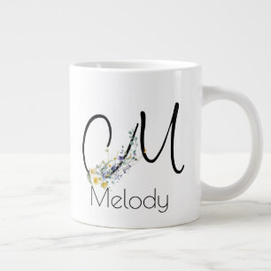 Pensioen gift werkgever monogram waterverf grote koffiekop