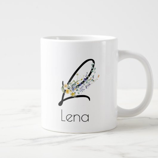 Pensioen gift werkgever monogram waterverf grote koffiekop (Rechts)