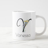 Pensioen gift werkgever monogram waterverf grote koffiekop (Rechts)