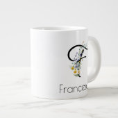 Pensioen gift werkgever monogram waterverf grote koffiekop (Voorkant rechts)