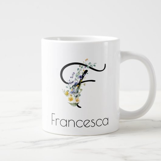 Pensioen gift werkgever monogram waterverf grote koffiekop (Rechts)