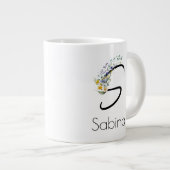 Pensioen gift werkgever monogram waterverf grote koffiekop (Voorkant rechts)