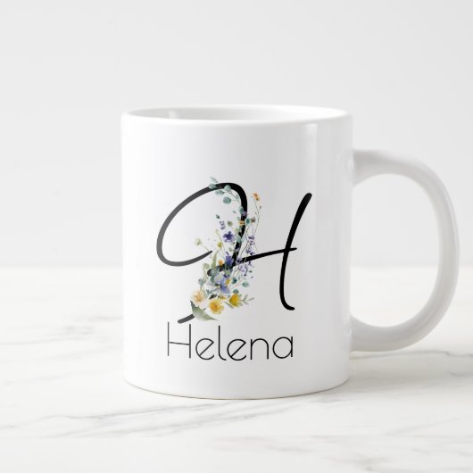 Pensioen gift werkgever monogram waterverf grote koffiekop (Rechts)