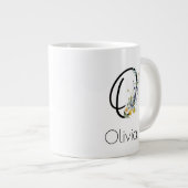 Pensioen gift werkgever monogram waterverf grote koffiekop (Voorkant rechts)