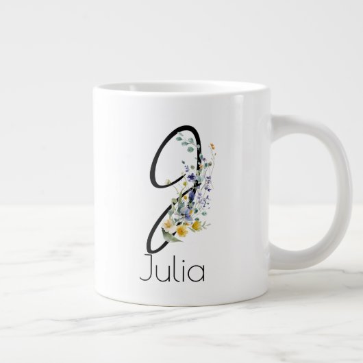 Pensioen gift werkgever monogram waterverf grote koffiekop (Rechts)