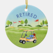 Pensioen Golf Thema Naam Datum Keramisch Ornament (Voorkant)