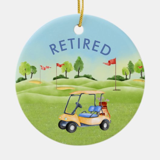 Pensioen Golf Thema Naam Datum Keramisch Ornament (Voorkant)
