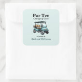 Pensioen golfkar par T-shirt thema Vierkante Sticker (Tas)