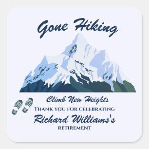 Pensioen Gone Wandelen Sneeuwbergen Happy Trail Vierkante Sticker