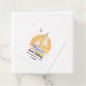 Pensioen Gone Zeilboot Zonsondergang Waterverf Bedankjes Labels (In situ)